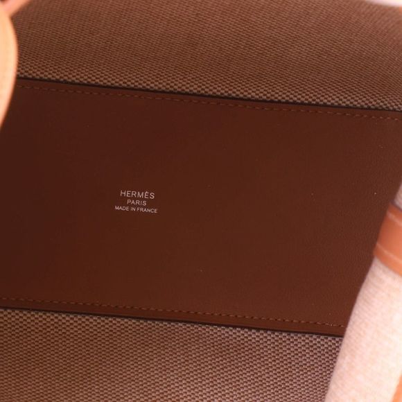 Hermes Cabas H en Biais Tote Canvas with Leather 27 Brown - Picture 6 of 7